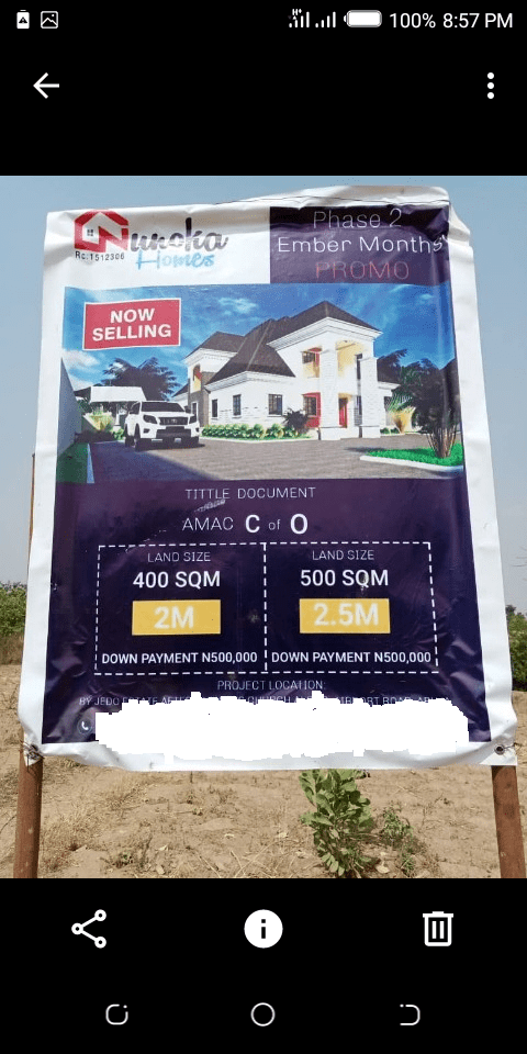AMAC C of O LAND IS AVAILABLE FOR SALE IN AIRPORT ROAD ABUJA
