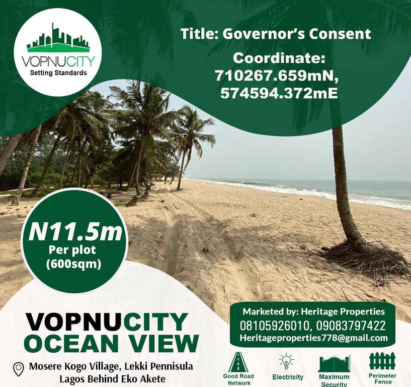 Buy a Plot of Land at VopnuCity Ocean View, Lekki Pennisula (Call or Whatsapp – 09083797422)