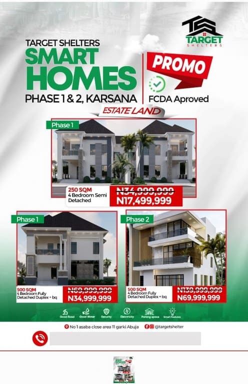 4 Bedroom Semi and Fully detached Duplex with BQ at Karsana, Abuja (Call 08030921218)