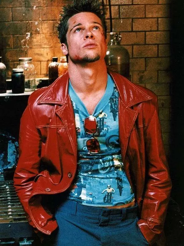 Fight Club Red Leather Jacket – Iconic Brad Pitt Inspired Style